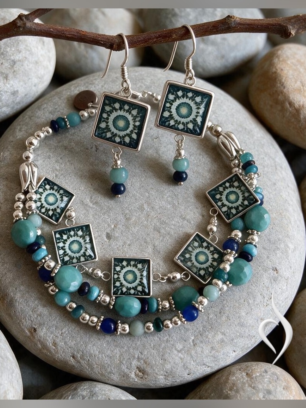 Mosaic & Amazonite Bracelet Set